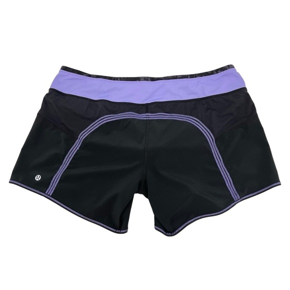 Lululemon Black Purple 5” Lined Running Athletic Performance Shorts Women’s 10 - Picture 7 of 11
